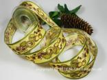 Geschenkband, Dekoband, Schleifenband Motivband Kastanie Olivegrün mit Draht 40mm