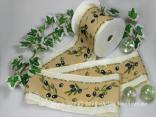 Motivband Tischband Olive Creme mit Draht 100mm