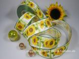 Motivband Sonnenblume Gelb Grün mit Draht 40mm