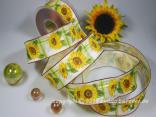 Motivband Sonnenblume Gelb Braun mit Draht 40mm Motivband Sonnenblume Gelb Braun mit Draht 40mm