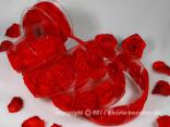 Organzaband Magic Rose Rot mit Draht 40mm