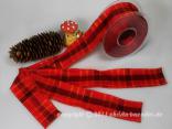 Karoband Herbstkaro Rot mit Draht 40mm Karoband Herbstkaro Rot mit Draht 40mm