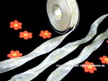 Karoband Manhattan Creme mit Draht 25mm mit Mintstreifen Karoband Manhattan Creme mit Draht 25mm mit Mintstreifen