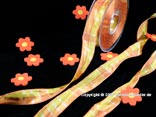 Karoband Manhattan Orange/Gelb mit Draht 25mm