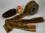 Karoband Herbstkaro Olive Ocker mit Draht 40mm Karoband Herbstkaro Olive Ocker mit Draht 40mm