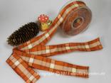 Karoband Herbstkaro Cognac Creme mit Draht 40mm Karoband Herbstkaro Cognac Creme mit Draht 40mm