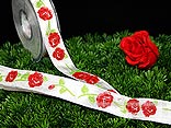 "Rose der Herzen" mit Draht, 25mm Weiß/Rot