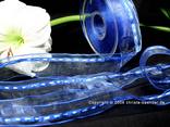 "durchbrochenes Organza mit Einwebung" 40 mm, Blau/Weiß