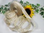 Karoband Vichykaro Hellbraun mit Draht 25mm Karoband Vichykaro Hellbraun mit Draht 25mm
