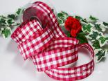 Karoband Vichykaro Pink mit Draht 40mm