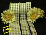 Karoband Organza-Karo Grün/Weiß ohne Draht 70mm