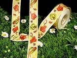 Motivband Der Garten Grün/Creme/Braun mit Draht 40mm Motivband Der Garten Grün/Creme/Braun mit Draht 40mm