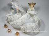 Weihnachtsband Snowmountains Weiß mit Draht 40mm