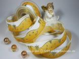Weihnachtsband Snowmountains Honiggold mit Draht 40mm