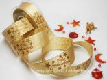 Goldband Brokatgold Frohe Weihnachten Gold ohne Draht 40mm Goldband Brokatgold Frohe Weihnachten Gold ohne Draht 40mm