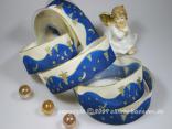 Weihnachtsband Snowmountains Blau mit Draht 40mm