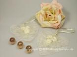 Blumenband Herzanhänger mit Rosen Creme ohne Draht 2 Stück