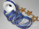 Weihnachtsband Goldstars with Ornaments Blau mit Draht 25mm Weihnachtsband Goldstars with Ornaments Blau mit Draht 25mm