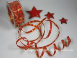Weihnachtsband Pepone Rot mit Draht 6mm