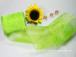 Organzaband Organza Hellgrün mit Draht 100mm