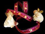 Weihnachtsband "Starlines" Pink mit Draht 25mm