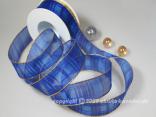 Weihnachtsband Suprise Blau mit Draht 40mm