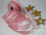 Weihnachtsband Street of Stars Rosa mit Draht 25mm