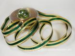 Weihnachtsband Riva Grün Gold mit Draht 15mm Weihnachtsband Riva Grün Gold mit Draht 15mm