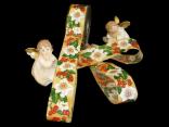 Weihnachtsband "Christrose" Honig mit Draht 40mm