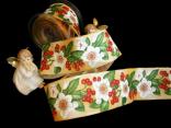 Weihnachtsband "Christrose" Honig mit Draht 70mm Weihnachtsband "Christrose" Honig mit Draht 70mm