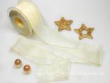Weihnachtsband Glamour Creme ohne Draht 50mm Weihnachtsband Glamour Creme ohne Draht 50mm