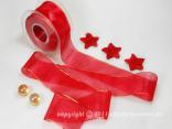 Weihnachtsband Glamour Karminrot ohne Draht 50mm Weihnachtsband Glamour Karminrot ohne Draht 50mm