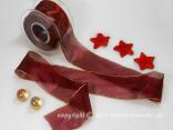 Weihnachtsband Glamour Bordeaux ohne Draht 50mm Weihnachtsband Glamour Bordeaux ohne Draht 50mm
