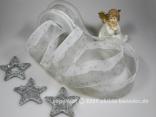 Weihnachtsband Street of Stars Silber mit Draht 40mm