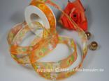 Motivband Street of Flowers Orange mit Draht 25mm Motivband Street of Flowers Orange mit Draht 25mm