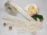 Karoband Schottenkaro Creme Weiß mit Draht 25mm Karoband Schottenkaro Creme Weiß mit Draht 25mm