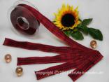 Karoband Schottenkaro Dunkelrot Violett mit Draht 25mm Karoband Schottenkaro Dunkelrot Violett mit Draht 25mm