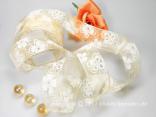 Organzaband Holiday Creme mit Apricottouch mit Draht 40mm Organzaband Holiday Creme mit Apricottouch mit Draht 40mm