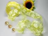 Organzaband Holiday Gelb mit Draht 40mm Organzaband Holiday Gelb mit Draht 40mm