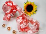 Organzaband Holiday Rot mit Draht 40mm Organzaband Holiday Rot mit Draht 40mm