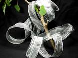 Streifenorganza Silbergrau mit Draht 40mm