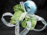 Streifenorganza Hellblau mit Draht 25mm Streifenorganza Hellblau mit Draht 25mm