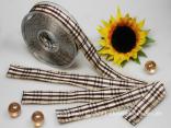 Karoband Schottenkaro Creme Dunkelbraun mit Draht 25mm Karoband Schottenkaro Creme Dunkelbraun mit Draht 25mm