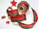 Weihnachtsband Zauberwürfel Rot Grün mit Draht 40mm Weihnachtsband Zauberwürfel Rot Grün mit Draht 40mm