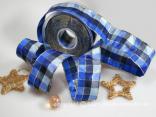 Weihnachtsband Zauberwürfel Blau mit Draht 40mm