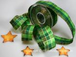 Weihnachtsband Zauberwürfel Grün mit Draht 40mm