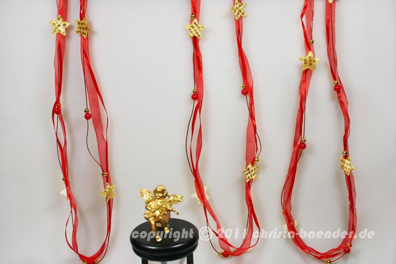 Girlande Sternchengirlande Rot ohne Draht 25mm