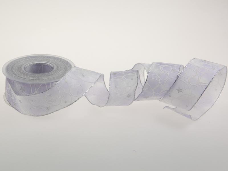 Weihnachtsband Little Star Flieder mit Draht 40 mm