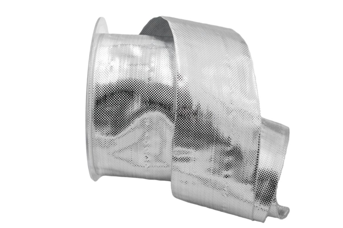 Weihnachtsband Scintillante Silber 50mm ohne Draht