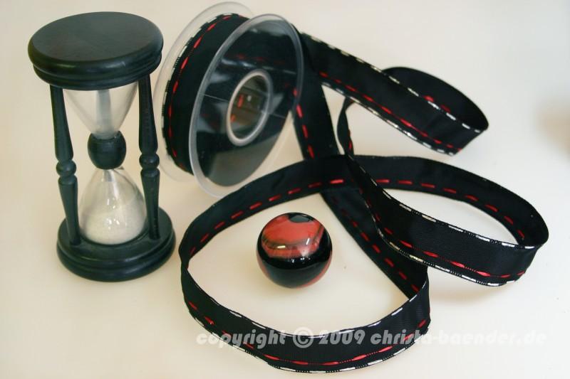 Weihnachtsband Nürnberg Schwarz Rot mit Draht 25mm